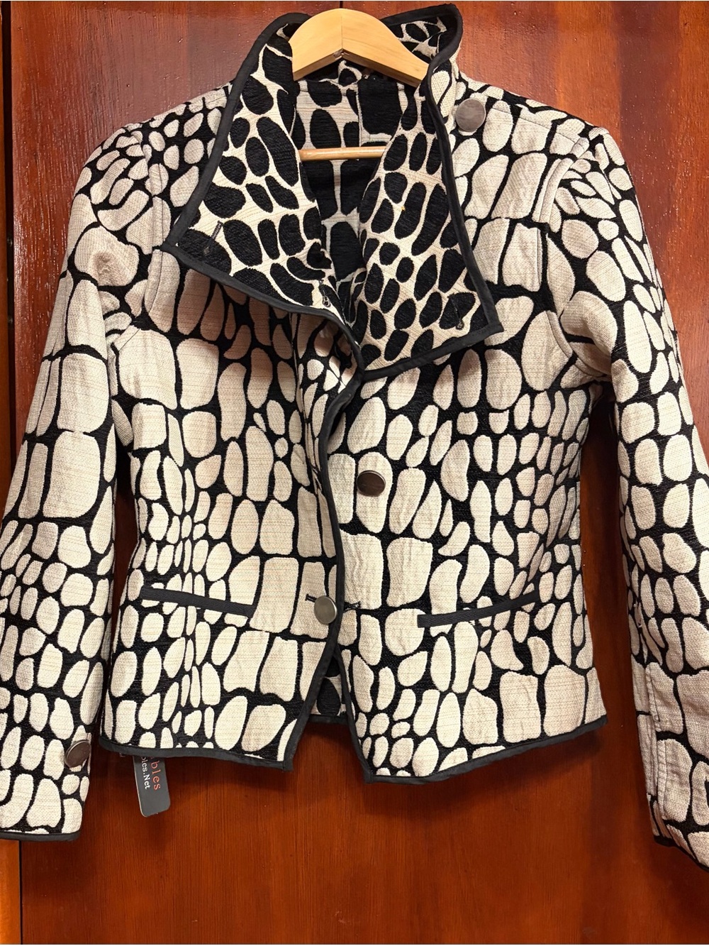 River Island Black & Cream Patterned Reversible Blazer